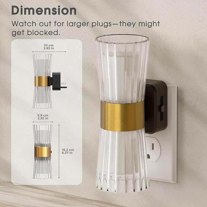 Night Light Plug into Wall, 2 Pack, 320° Rotation Night Light with Dusk to Dawn Light Sensor, Soft White 3000K, 0-100LM Adjustable Brightness, Unique Elegant Design for Use in Bedroom, Hallways