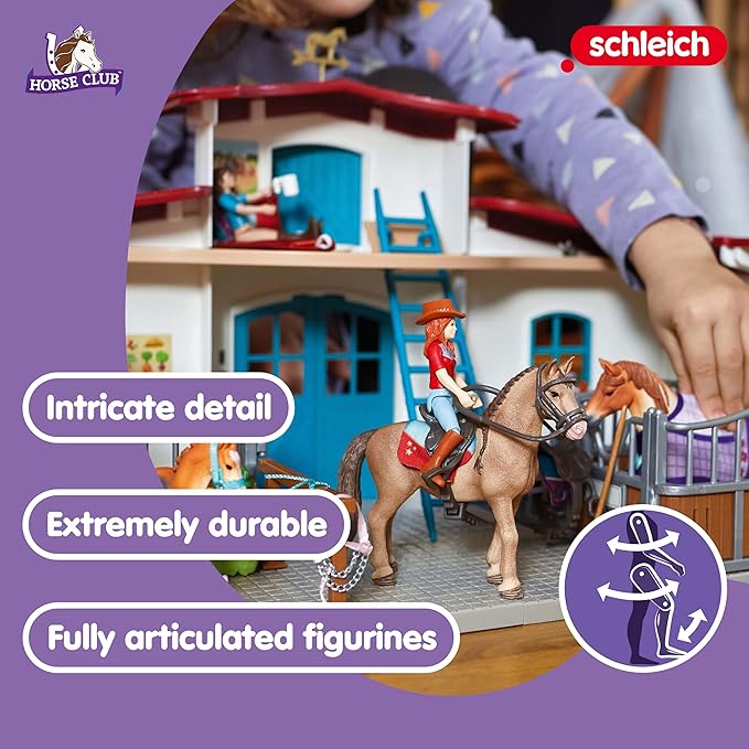 Schleich Horse Club - 115 PC Lakeside Riding Center Horse Toy Playset with Horses and Riders, Barn and Farm Figurine Accessories - Farm Toys for Girls and Boys - Realistic Kids Toys Ages 5+ | 42567