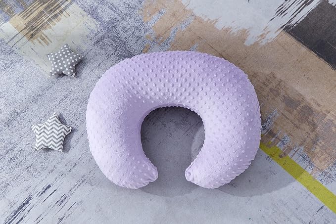 Nursing Pillow and Positioner Breastfeeding and Bottle Feeding, Propping Baby, Tummy Time, Sitting Support for Baby Boy Girl, with Removable Dots Cover (Lavender)