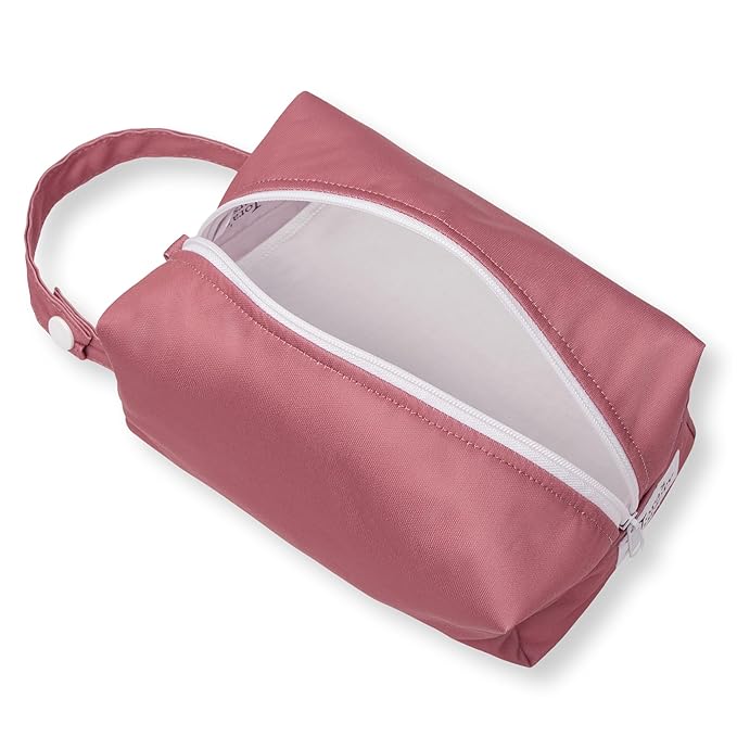 Nora's Nursery Reusable Baby Wipes, 100% Cotton Washcloths, Soft and Absorbent Towels for Newborn Bath and Face, Includes 20 Wipes with 1 Waterproof Pod for On-The-Go Moms,- Rose