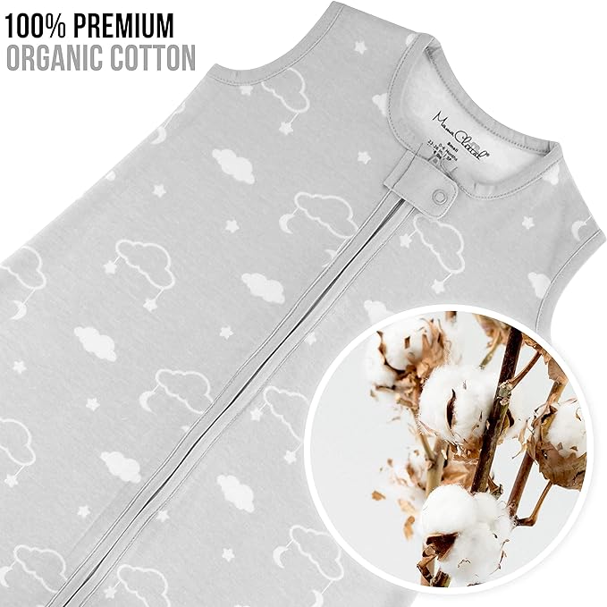 Mama Cheetah Baby Sleep Sack 0.5 TOG, Organic Cotton Baby Wearable Blanket with Two-Way Zipper, Swaddle Transition Baby Sleeping Bag for Newborn Infant Toddler Boy Girl, 6-12 Months