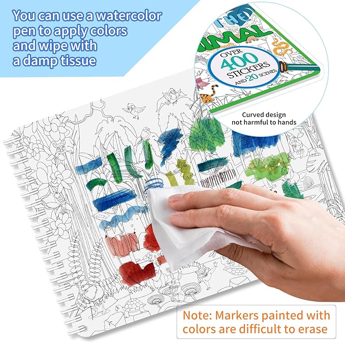 Find The Animal Sticker Book, Sticker Book for Kids, Include 20 Theme, Over 400 Animal Stickers for Kids, Toddler Educational Toys