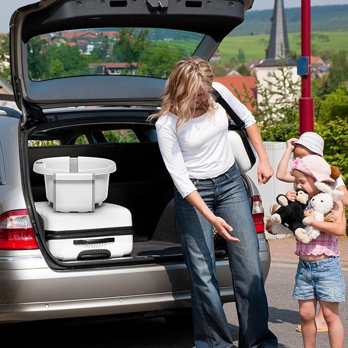 Collapsible Baby Bathtub for Newborn to Toddler 0-36 Months,Spacious Foldable Infant Bath Tub with Thermometer,Cushion & Drain Hole,Portable Travel Tub, Baby Shower Gift Grey