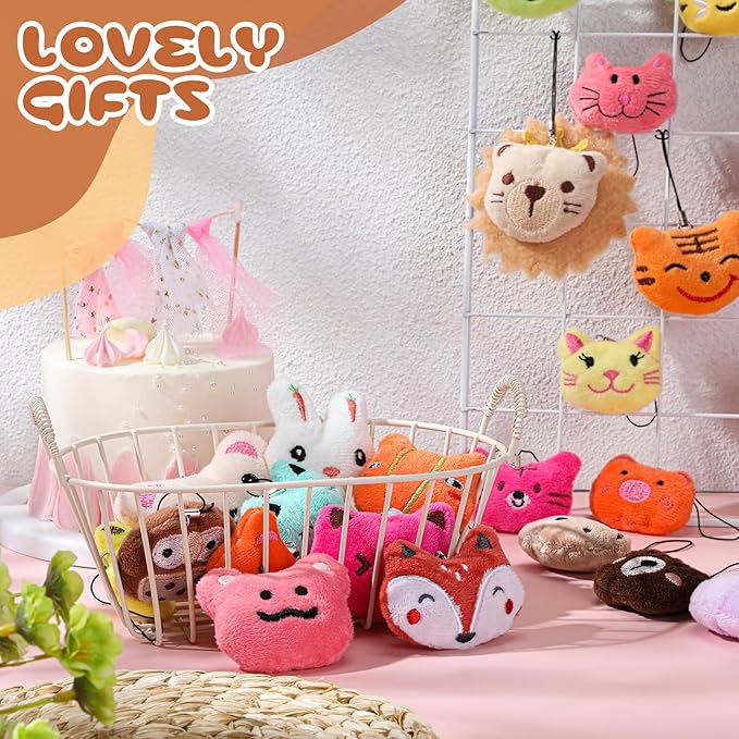 Libima 150 Pcs Mini Stuffed Animals Sea Animal Fruit Plush Keychain Set for Carnival Birthday Classroom Prizes Decoration for Clothes (Lovely)