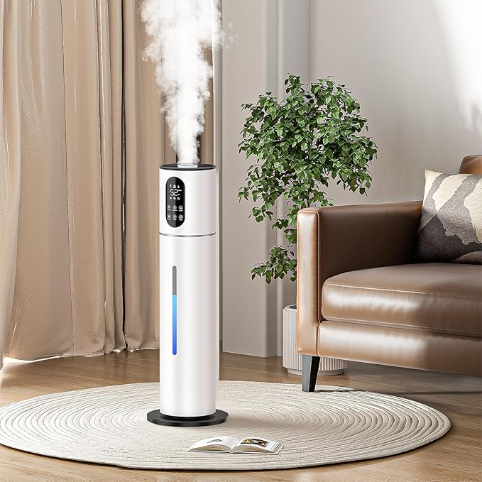 8L Smart Humidifier Large Room,2.1Gal humidifier for bedroom with Timer, 360°Nozzle, Top Fill Whole House Cool Mist Quiet Humidifiers for Plants Baby Kids Adults Office (White)