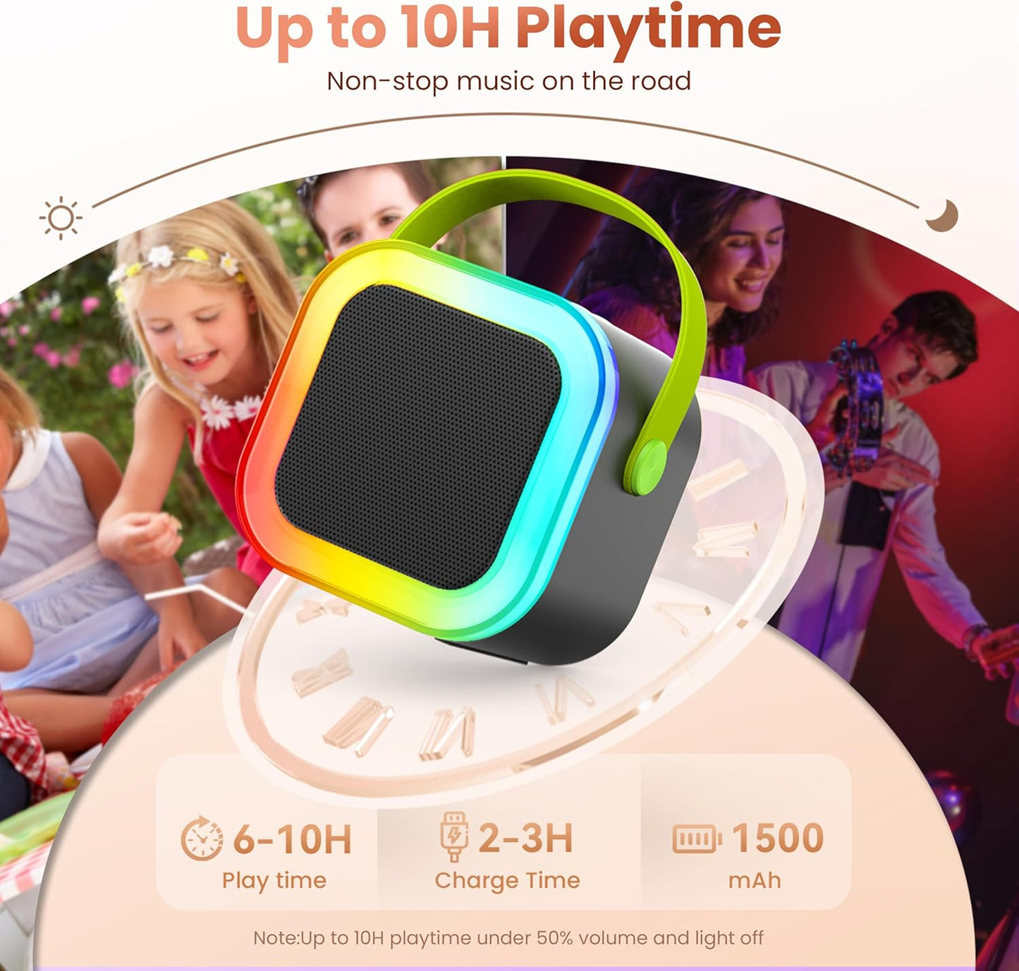 Karaoke Machine for Kids Adults, Portable Bluetooth Mini Karaoke Microphone Singing Speaker Karaoke Player with 2 Wireless Mic, for All Smartphones,Birthday, Family,Home Party (Black Green)