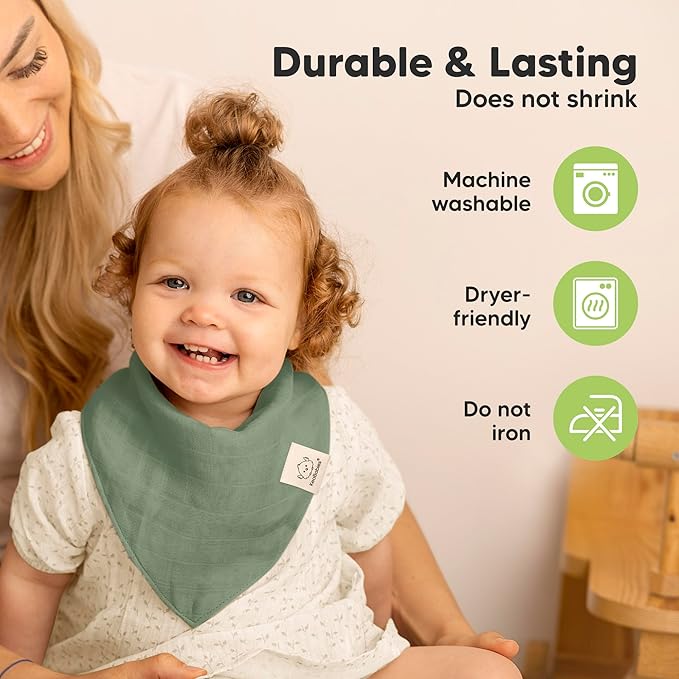 KeaBabies 8-Pack Muslin Baby Bibs for Boys, Girls - Muslin Bandana Drool Bibs for Baby Girl & Boy, Drooling Newborn, Teething Toddler, Infant 0-36 months, 100% Cotton Extra Absorbent & Soft (Eclipse)
