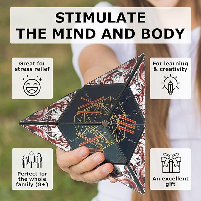 SHASHIBO Shape Shifting Box - Award-Winning Fidget Toy w/ 36 Rare Earth Magnets - Fidget Cube Transforms Into Over 70 Shapes, Sensory Toy Gift for Kids, Teens, and Adults (Renaissance)