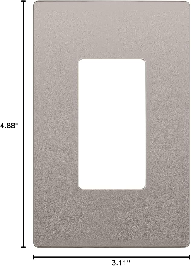 LIDER Matte Finish Decorator Switch Cover, Screwless Wall Plate, Mid-Size 1-Gang 4.88" x 3.11", Unbreakable Polycarbonate Thermoplastic, UL Listed, LSWP-31M-NK, Nickel