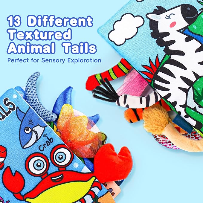 2PCS Baby Books 0-6 Months Infant Toys 0-3 3-6 6-12 Months Baby Tummy Time Sensory Toys 3 4 5 6 Month Newborn Must Haves Crinkle Touch Feel Busy Soft Books for Babies Boys Girls Christmas Shower Gifts