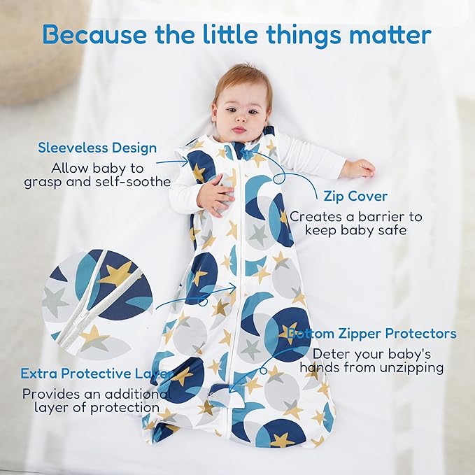 TotAha Sleep Sack 0-6 Months 3-Pack,Stretchy,Buttery Soft Swaddle Transition Sleeping Bag,Light Baby Wearable Blanket with 2-Way Safe Zippers for Boys Girls, 0.5 TOG