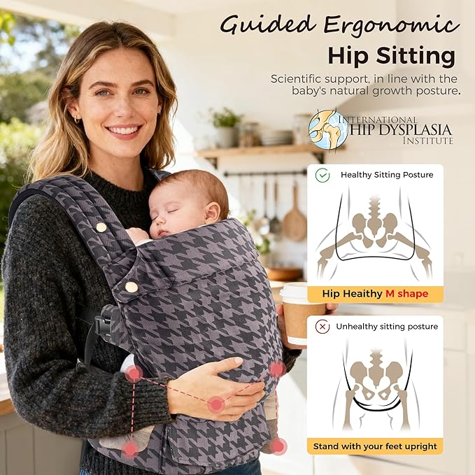 Baby Carrier Newborn to Toddler- Ergonomic,Cozy and Lightweight Infant Carrier for 7-40lbs,3 Carry Positions Newborn Carrier,Gray
