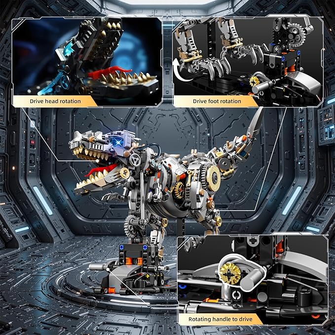 Mechanical Tyrannosaurus Building Blocks Set,T Rex Model Home Decor Gift for Adults Teens Kids Boys（1268PCS）