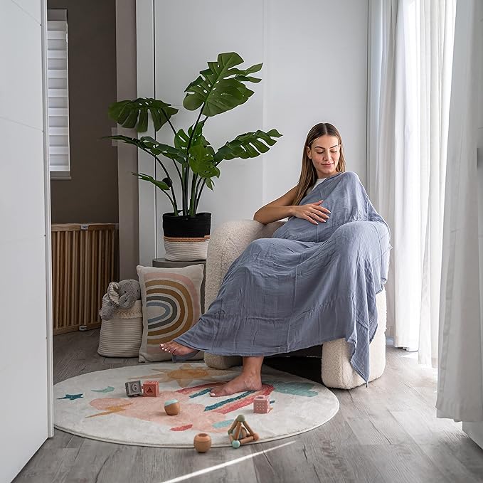 Comfy Cubs Muslin Swaddle Blankets Pack of 4, 47 x 47 Inches, Soft Cotton Baby Blanket Set, Large Multipurpose Swaddling Wraps for Newborns - Self-Soothing Swaddle - Sage, Pacific Blue, Fern, Neptune