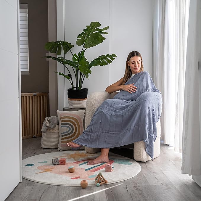 Comfy Cubs Muslin Swaddle Blankets Pack of 4, 47 x 47 Inches, Soft Cotton Baby Blanket Set, Large Multipurpose Swaddling Wraps for Newborns - Self-Soothing Swaddle - Pacific, Cedar, Sage, Blush