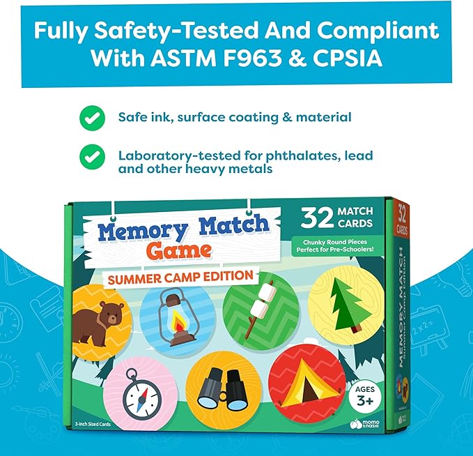 Matching Memory Game - Memory Games for Kids Ages 4-8 - Memory Matching Games for Toddlers 3-5 - Kids Camping Toys Gifts - Preschool Board Game - Preschool Learning Activities Educational Toys