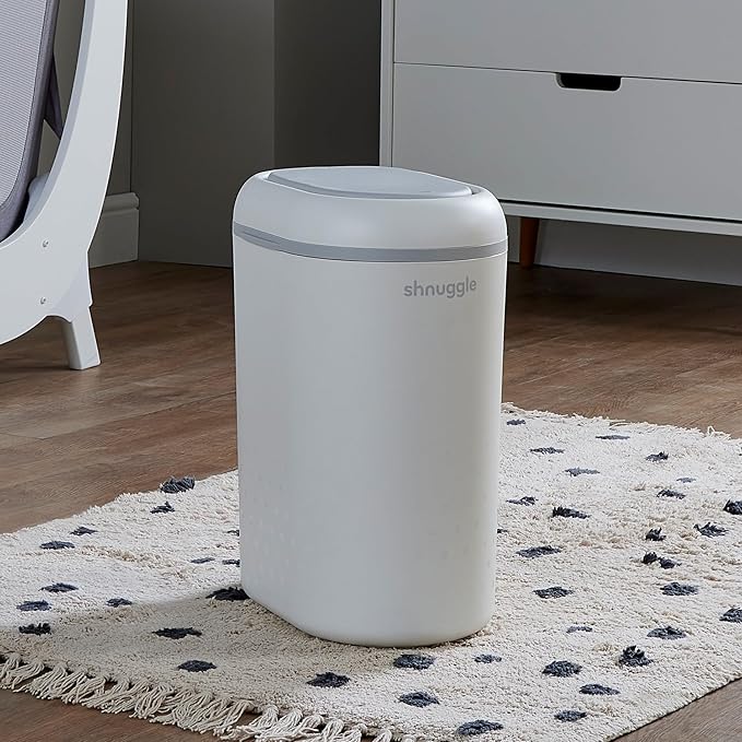 Eco-Touch Baby Nappy Diaper Bin - Odor Lock Airlock, No Costly Refills, 10L Capacity, Recyclable, Use Any Bag - White Nursery Diaper Pail