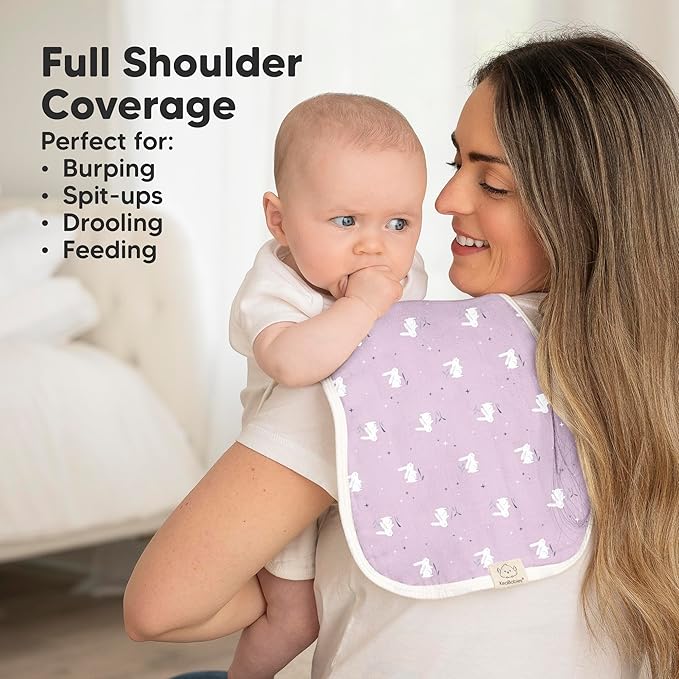 5-Pack Muslin Burp Cloths Baby Boy, Girl - Very Absorbent Baby Burp Cloth Rags, 8-Layers Viscose Derived from Bamboo Cotton Muslin Towel, Super Soft Spit Up Rags, No Shrink Washcloths (Lunaris)