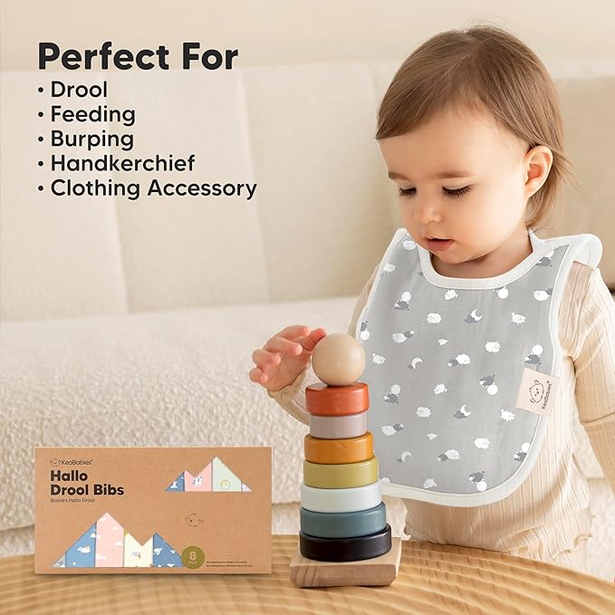 8-Pack Baby Bibs for Boys, Girls - Pullover Bibs for Drooling Teething Baby Girl & Boy Toddler, Newborn, Soft & Absorbent, Cute Colors, Large Torso Coverage Keep Infant Clean & Dry (Dreamers)