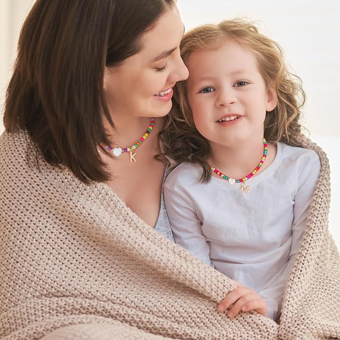 Ursteel Stocking Stuffers for Teen Girls - Trendy Beaded Choker Necklace for Women Teenage Girls, Personalized Letter Initial Necklaces Christmas Gifts for Grandkids