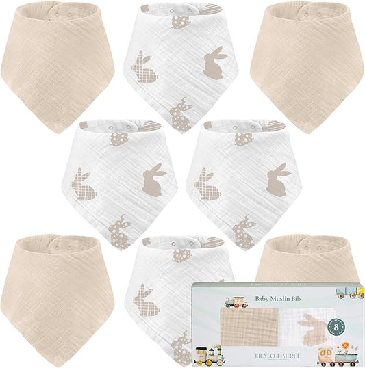 Muslin Baby bibs for drooling and teething, 100% cotton, Bibs for baby girl, Muslin bibs for boys (8 Pack)