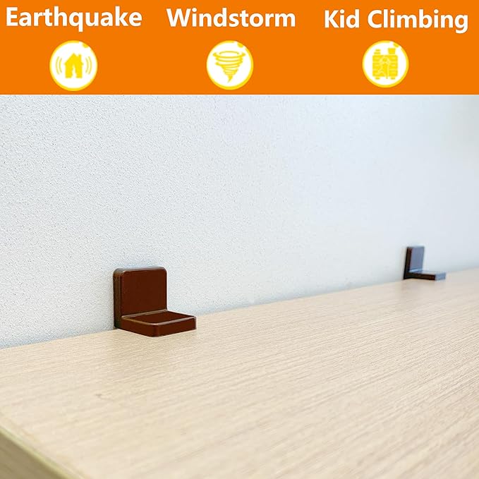 Furniture Anchors 4 Pack,Aesthetic & Invisible Once Installed,Secure 600 lbs Bookcase Dresser to Wall,Anti-Tip Furniture Safety Anchor to Childproof and Babyproof Your Home (Brown)