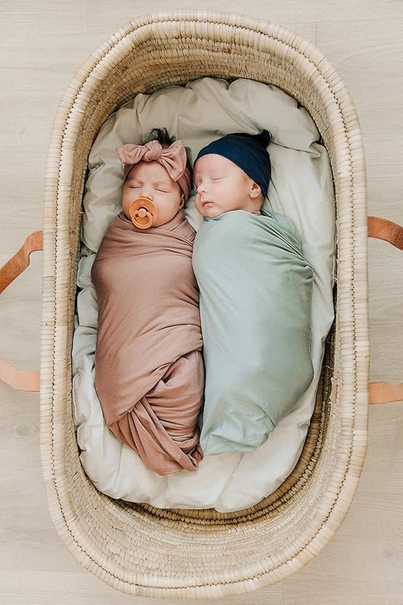 Mebie Baby Sage Stretch Swaddle, Modern and Neutral Swaddle Blanket for Baby Girl or Boy, Soft Baby Blankets, Newborn Swaddle Blanket, 0-3 Month, Comfy Wrap, Baby Essentials & Gifts (47" x 47")