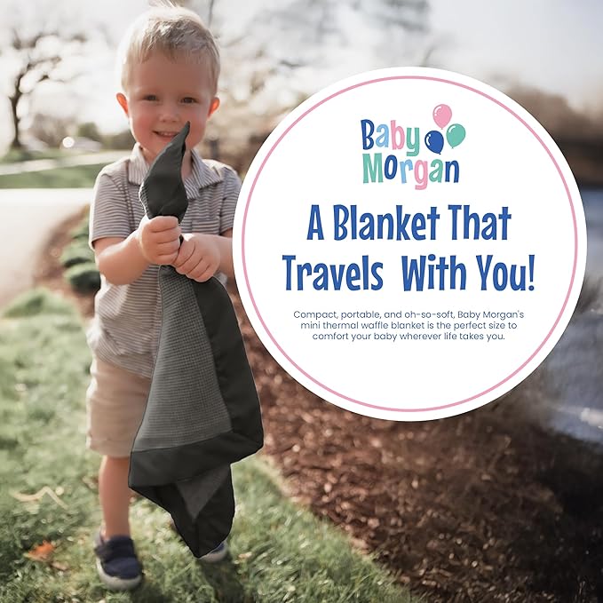 Thermal Waffle Knit Baby Blanket - Soft Breathable Mini Blanket for Newborns and Infants - Toddler Blankey for Strollers, Travel, Naptime, Nursery and More - 18" x 20" (Gray, Nylon Trim)