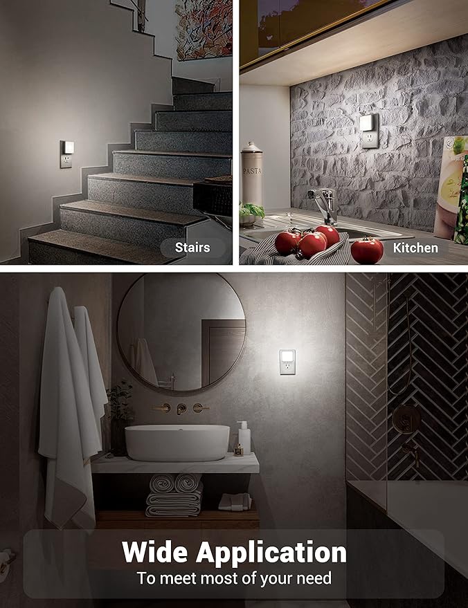 JandCase Night Lights Plug into Wall, LED Night Light with Light Sensors[2 Pack], 5000K Bright Night Light for Bathroom,Nightlight Plug in Suitable for Living Room, Adults, Hallway