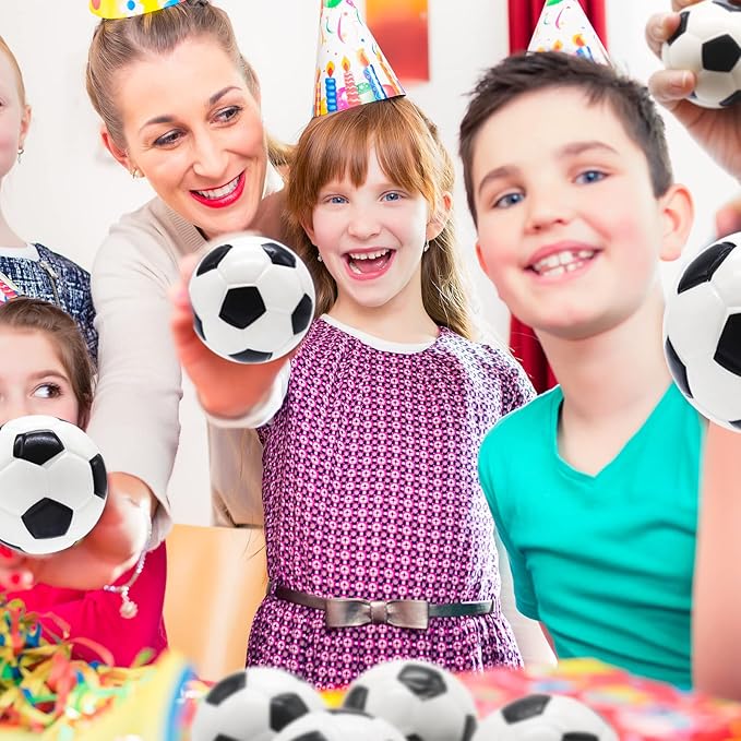 24 Pcs Mini Foam Sports Balls,2.5In Squeezable Stress Soccers,Stress Relief Squeeze Balls for Stress,Anxiety Relief,Kids Party Favor Toy,Fidget Toys,Ball Games