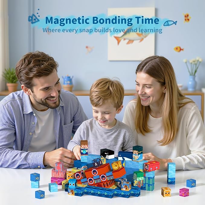 Magnetic Building Blocks for Kids - 154Pcs Magnetic Cubes STEM Montessori Sensory Toys Set Creative Gift for Boys Girls Ages 3 4 5 6 7 8 9 10+