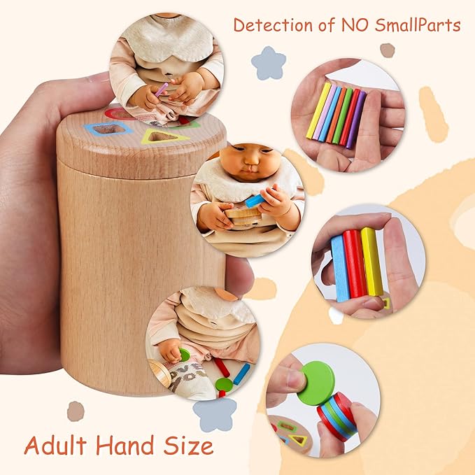 Wooden Montessori 3-in-1 Sensory Matching Games Play Set, Color & Shape Sorting Coin Box for Ages 2-4, Toddler Learning Toy