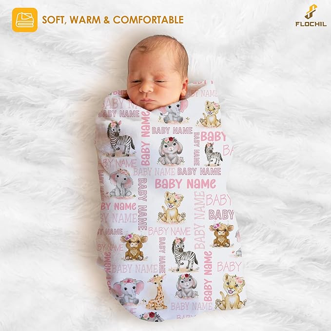 FLOCHIL Personalized Blanket – Custom Name for Girls, Monogram Fleece Gift (30x40)