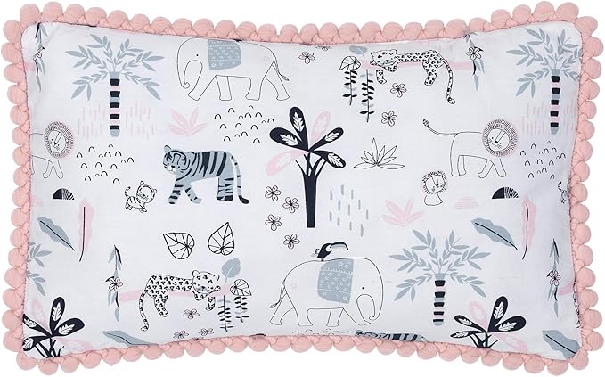Lambs & Ivy Happy Jungle Pink/White Safari Nursery 5-Piece Crib Bedding Set