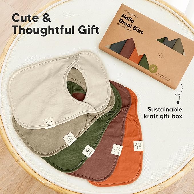 8-Pack Baby Bibs for Boys, Girls - Pullover Bibs for Drooling Teething Baby Girl & Boy Toddler, Newborn, Soft & Absorbent, Cute Colors, Large Torso Coverage Keep Infant Clean & Dry (Brick)