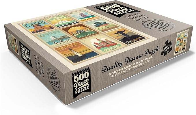 MyPuzzle World Travel, Collage, Vintage Poster - Premium 500 Piece Jigsaw Puzzle for Adults