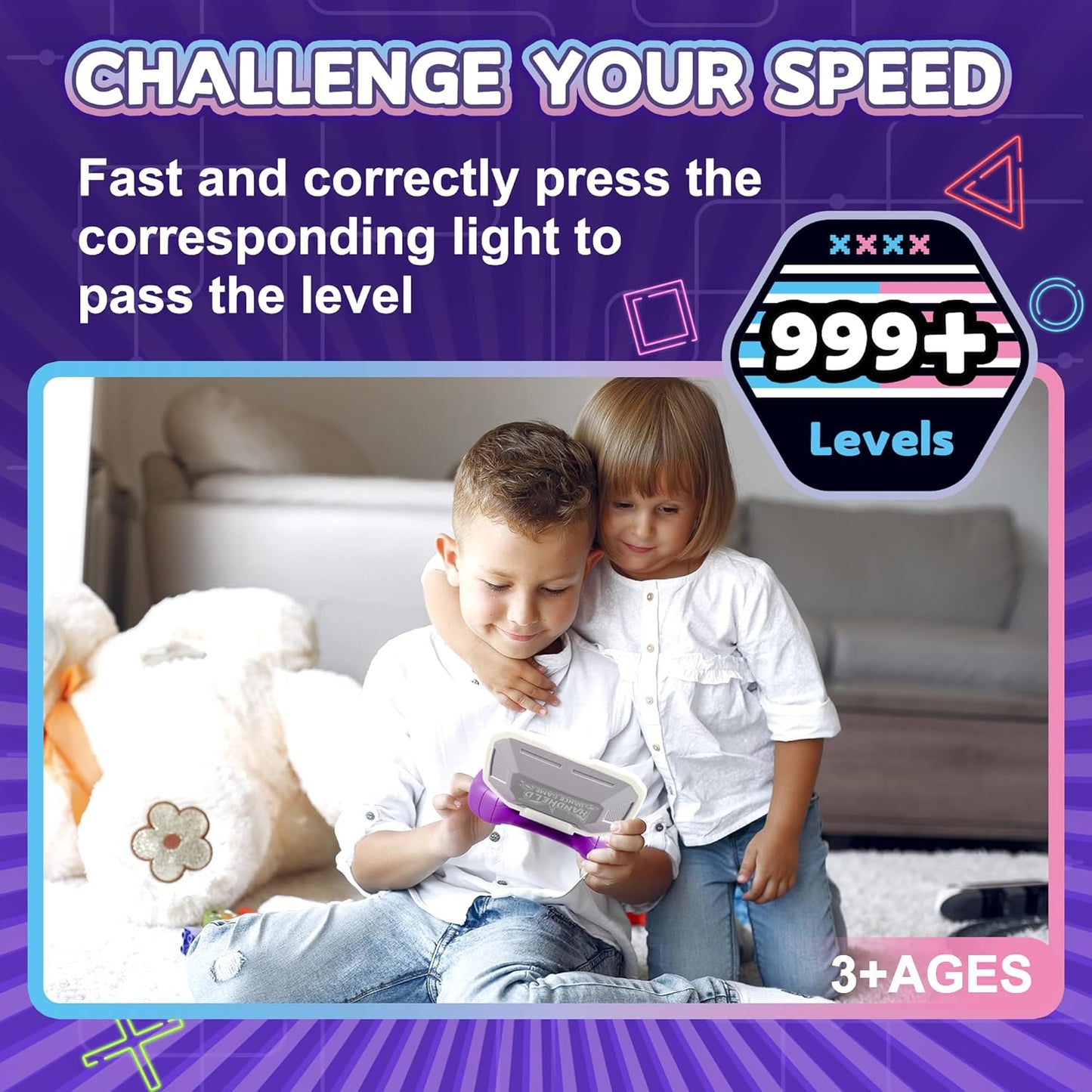 Fast-Push Puzzle Games | Electronic Bounce Fidget Toys | Educational Early Learning for Ages 3-12 | Boys & Girls | Navy Blue | Birthday & Party Gifts