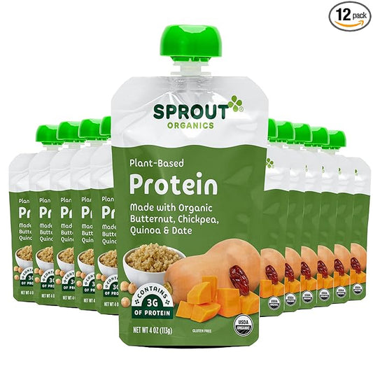 Sprout Organic Baby Food Pouches Stage 3 Plant Powered Protein, Butternut Chickpea Quinoa and Dates, 4 Ounce Pouches (Pack of 12)