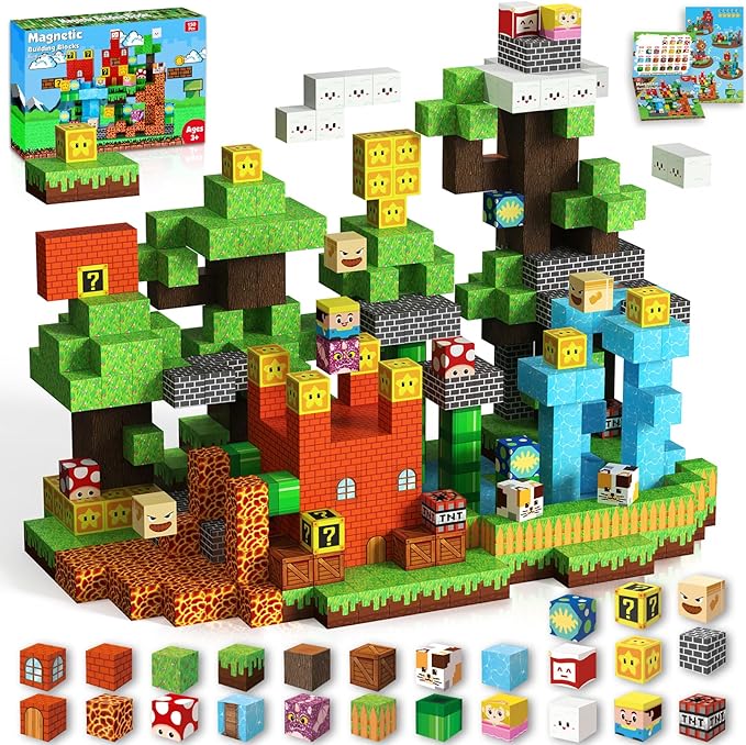 Magnetic Blocks - 150 PCS Build Adventure Game Castle - Magnetic Toys for Montessori Toddler Christmas Birthday Gifts - STEM Sensory Toys for 3 4 5 6 7 8 9 10 Year Old Boys & Girls