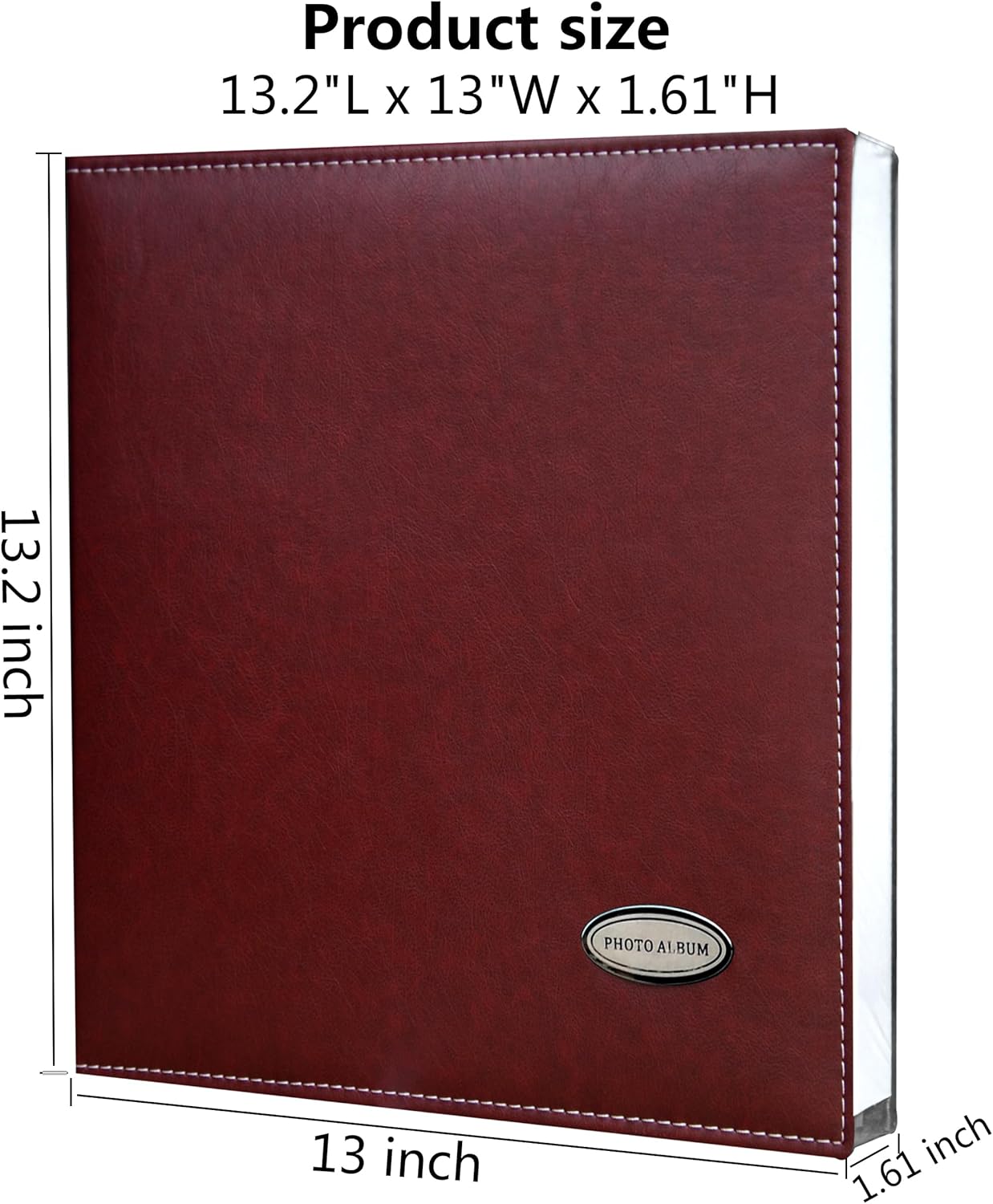 Magnetic Self-Stick Page Photo Album, Family Album, Leather Cover, Hand Made DIY Albums Holds 3x5, 4x6, 5x7, 6x8,8x10 Photos (Wine Red, Large)