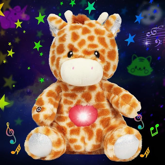 Cuteoy Plush Giraffe Star Projector Musical Adjustable Singing Night Light Stuffed Animals Glowing Plushies Toy Gifts for Kids Birthday Easter Christmas,12''