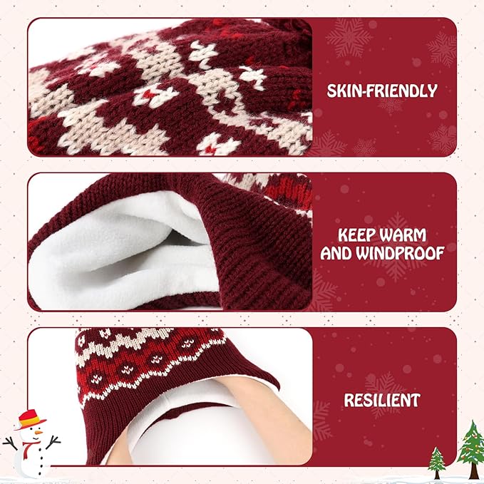 Duoyeree Kids Beanie Hat for Boys Girls Pom-pom Kint Hats Cozy Lining Winter Skull Cap