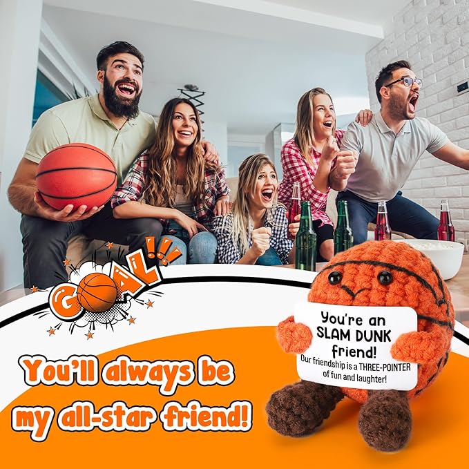 Funny Friendship Gifts for Best Friends Men Women, Handmade Crochet Basketball Decor, Sentimental BFF Presents for Her Him, Cute Birthday for Coworker, Bestie Gag Gift