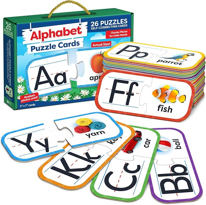 Alphabet Puzzle Games for Kindergarten - 26 Pairs Self-Correcting ABC Puzzle Alphabet Learning Toys Matching Game - ABC Learning for Toddlers Letters Matching Game Preschool Educational Toys
