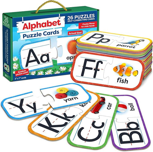 Alphabet Puzzle Games for Kindergarten - 26 Pairs Self-Correcting ABC Puzzle Alphabet Learning Toys Matching Game - ABC Learning for Toddlers Letters Matching Game Preschool Educational Toys
