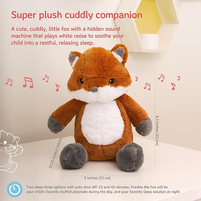 Cloud b Sound Machine with White Noise Soothing Sounds | Cuddly Stuffed Animal | Adjustable Settings and Auto-Shutoff | Frankie The Fox™