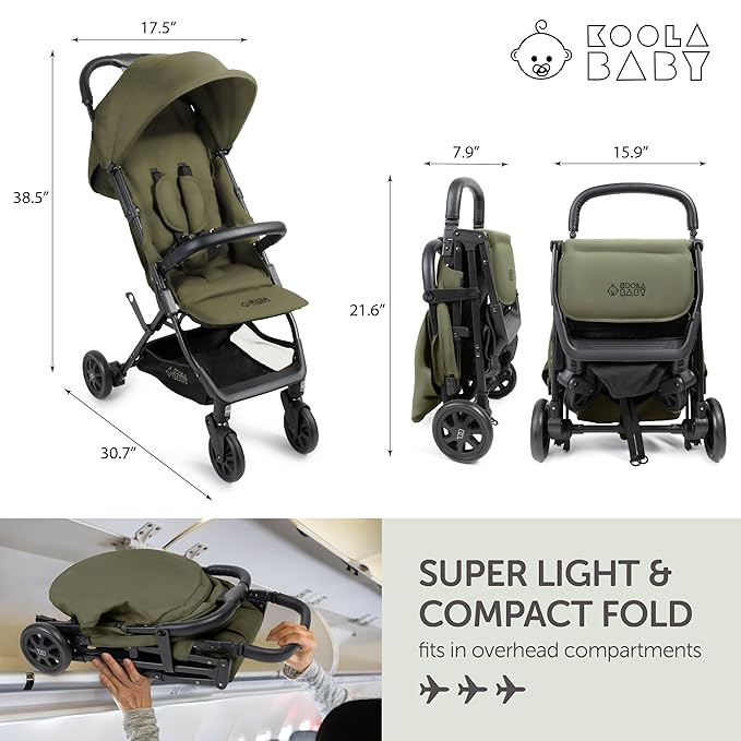 Lightweight Travel Stroller for Baby & Toddlers - Easy Fold & Compact Stroller with Canopy, Storage Basket, Multi-Position Recline & Convenient One-Hand Fold (Green)