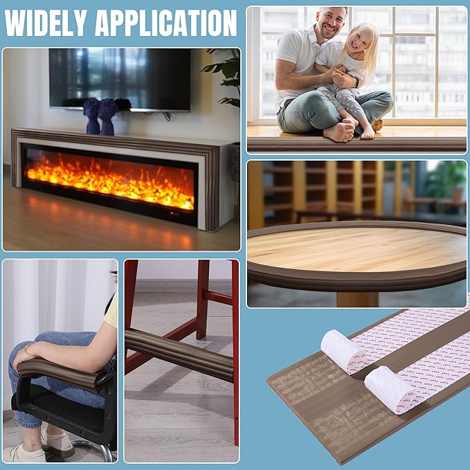 MABOZOO 8'' Extra Wide Seat Edge Cushion, 13.1 FT Length Foam Fireplace Cushion Soft Hearth Guard Bumper Pad Child Proof Padding Hearth Pad Edge Protector, Fireplace Baby Proofing for Baby (Walnut)