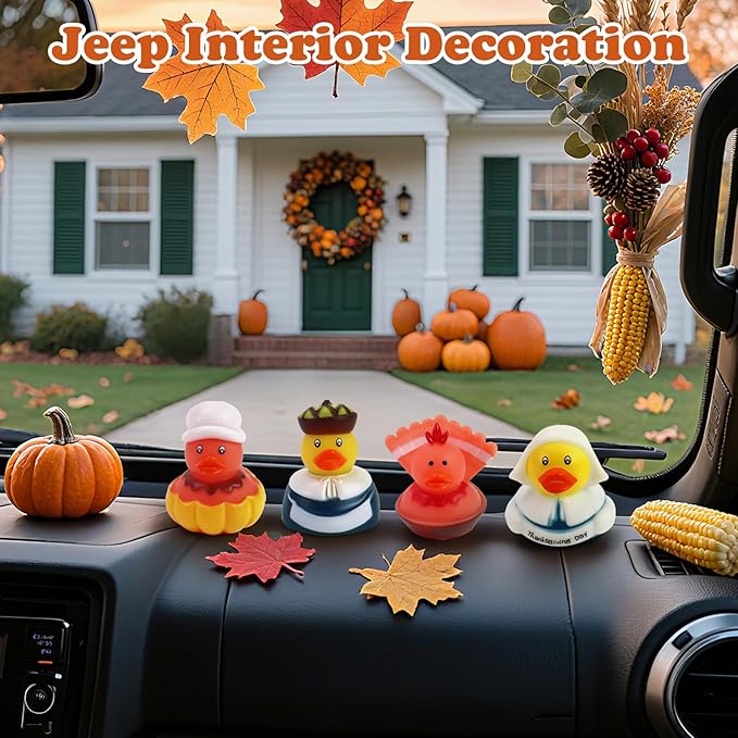 Thanksgiving Rubber Ducks for Jeeps | 24Pc Bulk Turkey Duck Toys for Toddlers & Kids | Ducking Party Favors, Bathtub & Pool Fun, Baby Shower Games, Tiny Fall Decor and Gifts (Non-Toxic)