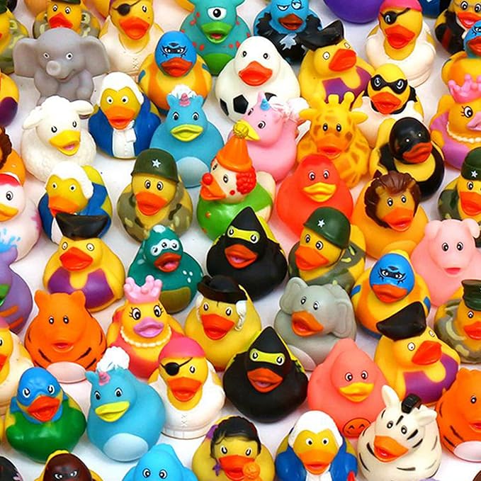 XY-WQ Rubber Duck 50 Pack for Jeeps Bath Toy Assortment - 2.3 Inch Bulk Floater Duck for Kids - Baby Showers Accessories - Party Favors, Birthdays, Bath Time, and More (50 Varieties)